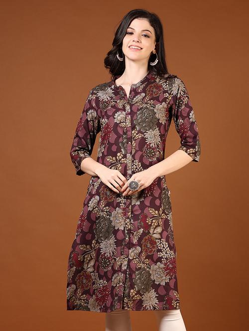 women three quarter sleeves straight kurta - 21713866 - Very Small Image - 1