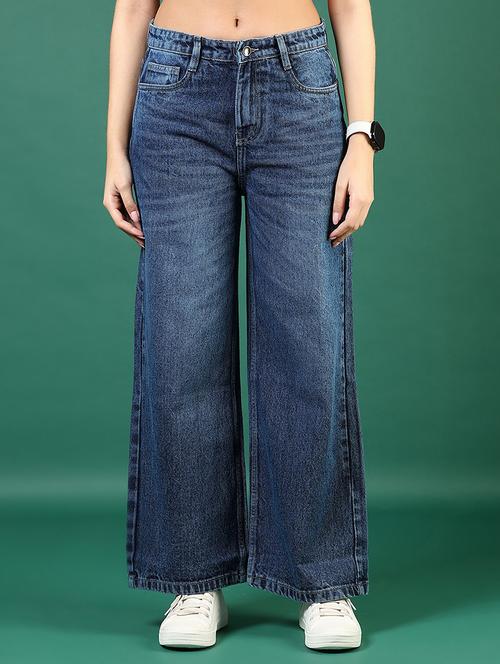 women solid mid rise wide leg jean - 21713879 - Very Small Image - 1