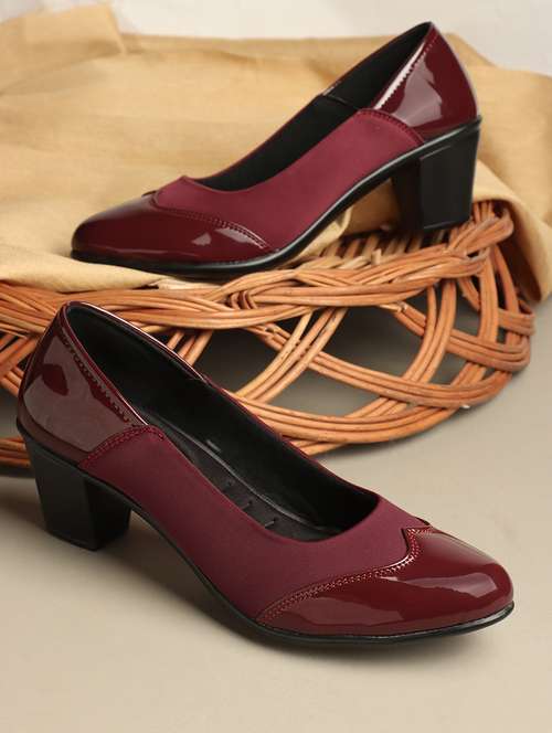 maroon satin slip on pumps - 21717710 - Very Small Image - 1