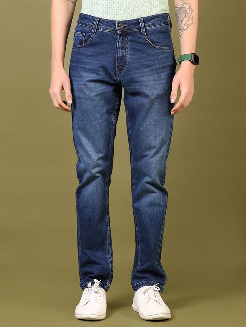 men washed mid rise jeans - 21718078 - Very Small Image - 1
