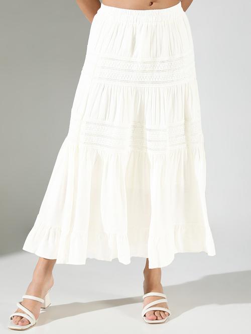 women white solid tiered skirt - 21721627 - Very Small Image - 1
