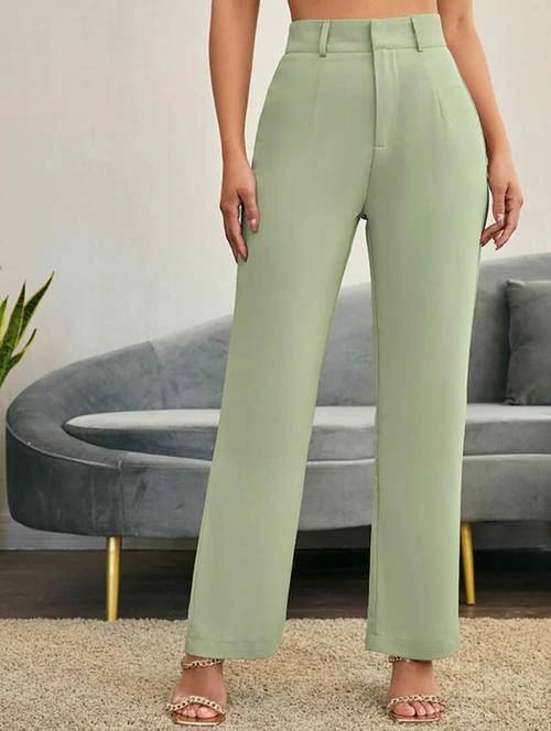 women solid high rise straight trouser - 21727563 - Very Small Image - 1