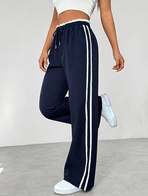 women solid high rise track pant - 21739091 - Very Small Image - 1