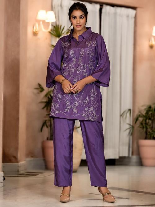 women embroidered top & bottom co-ord set - 21742339 - Very Small Image - 1