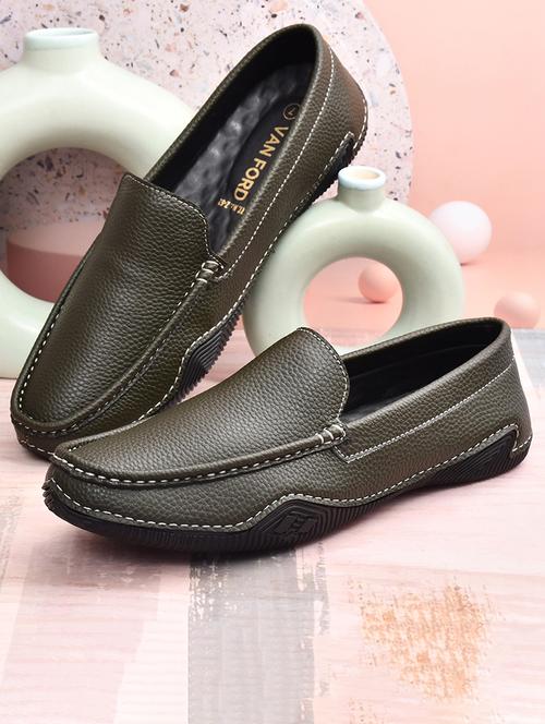 men olive slip on loafers - 21743906 - Very Small Image - 1