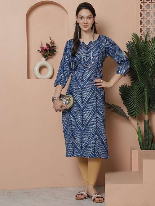 women printed three quarter sleeve straight kurta - 21743923 - Very Small Image - 1