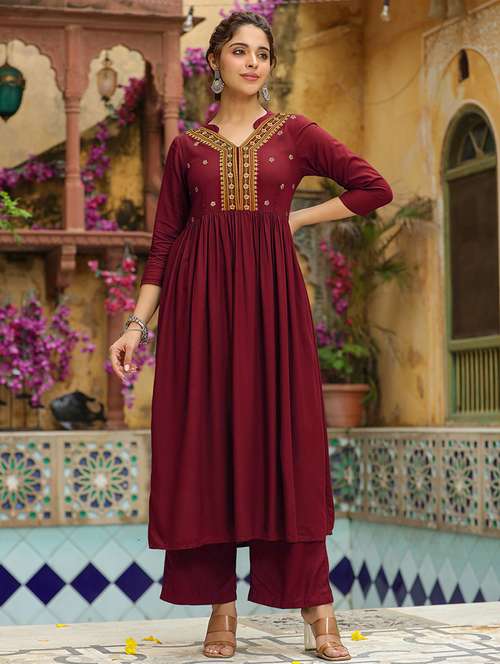 women embroidered kurta palazzo set - 21746744 - Very Small Image - 1