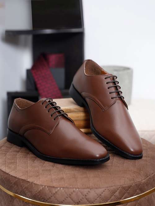 men solid lace-up derbys - 21748096 - Very Small Image - 1