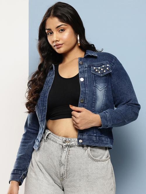 women embellished long sleeves denim jacket - 21786605 - Very Small Image - 1