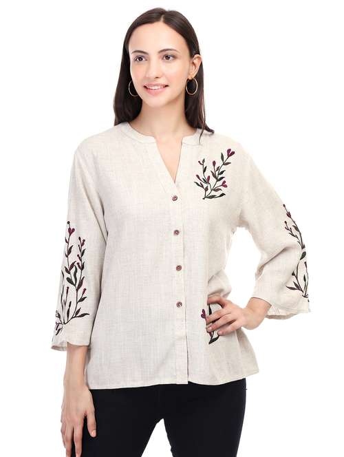 women embroidered bell sleeves regular top - 21791410 - Very Small Image - 1