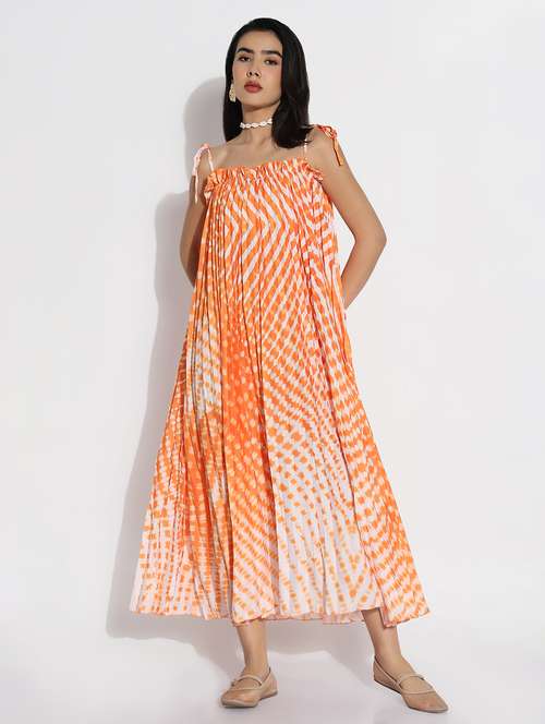 women tie & dyed sleeveless fit and flared dress - 21841470 - Very Small Image - 1