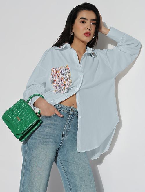 women collared long sleeves oversized shirt - 21843090 - Very Small Image - 1