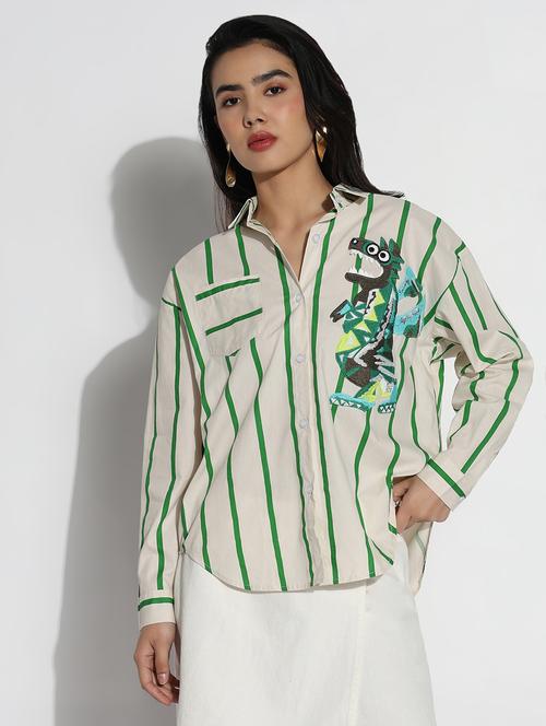 off white cotton regular shirt - 21843108 - Very Small Image - 1