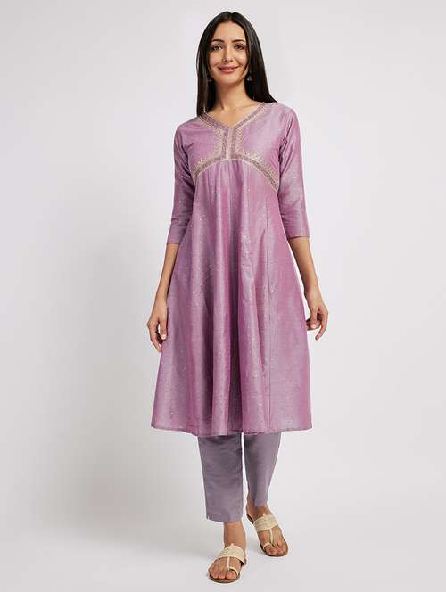 women embroidered three quarter sleeve a-line kurta - 21843898 - Very Small Image - 1