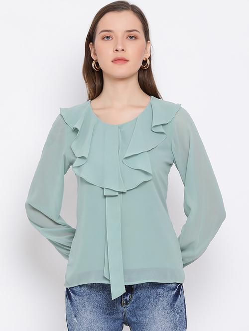 women ruffled detailed long sleeves regular top - 21863987 - Very Small Image - 1