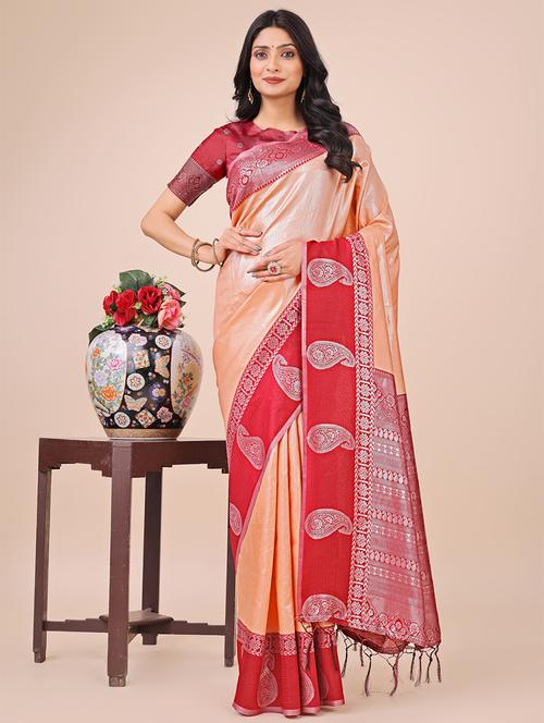 women solid with bordered saree with blouse - 21888332 - Very Small Image - 1