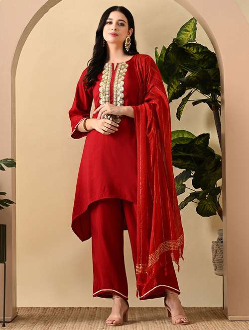 women gota detailed kurta pant with dupatta - 21899143 - Very Small Image - 1