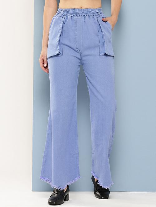 women solid high rise wide leg trouser - 21901227 - Very Small Image - 1