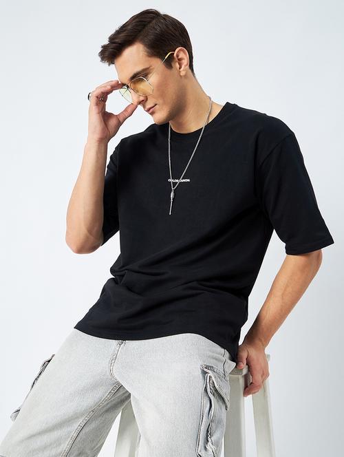 men solid round neck oversized t-shirt - 21903343 - Very Small Image - 1