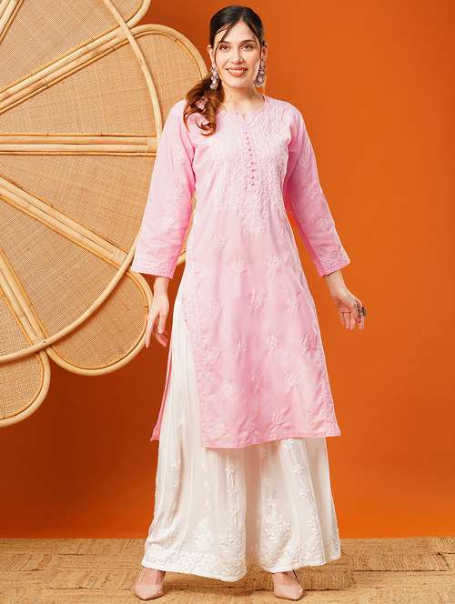 women long sleeve straight chikankari kurta - 21905484 - Very Small Image - 1