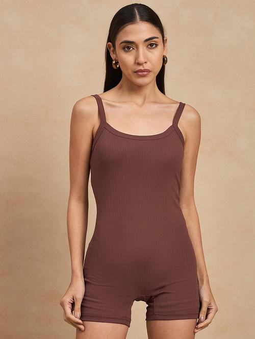 women solid round neck slim fit romper - 21909061 - Very Small Image - 1