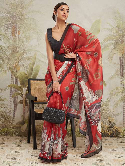 women printed casual wear saree with blouse - 21912105 - Very Small Image - 1