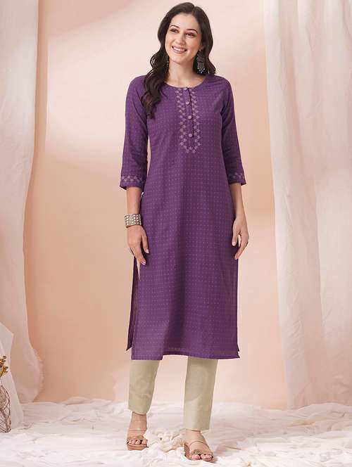 women three quarter sleeve straight kurta - 21925769 - Very Small Image - 1