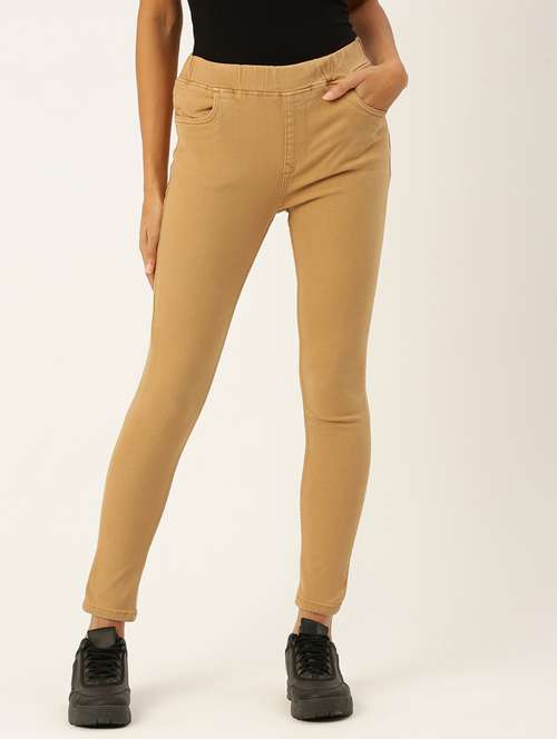women sollid mid rise slim fit jegging - 21930266 - Very Small Image - 1