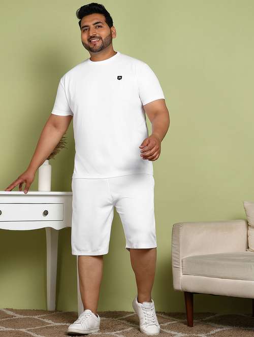 men white solid t-shirt & short co-ord set - 21930764 - Very Small Image - 1