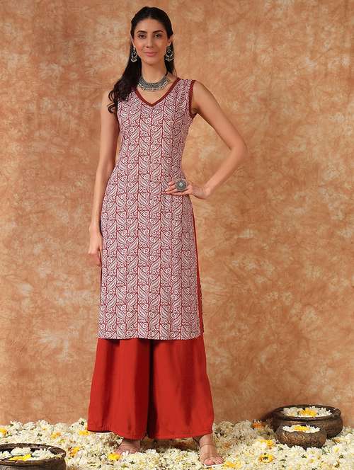 women printed sleeveless straight kurta - 21930968 - Very Small Image - 1