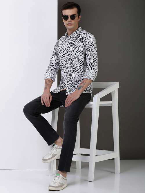 men printed long sleeve regular fit casual shirt - 21954502 - Very Small Image - 1
