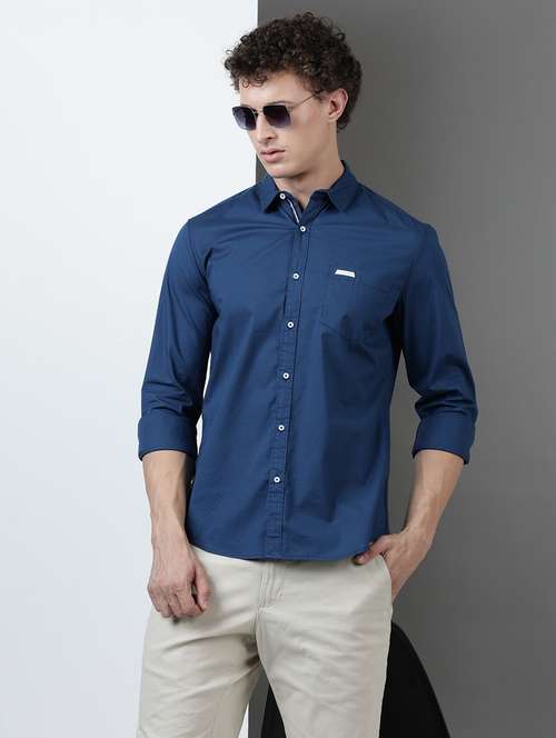 men solid long sleeve regular fit casual shirt - 21954555 - Very Small Image - 1