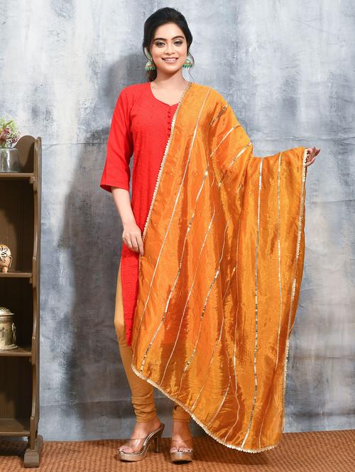 women solid with work embellished dupatta - 21965812 - Very Small Image - 1