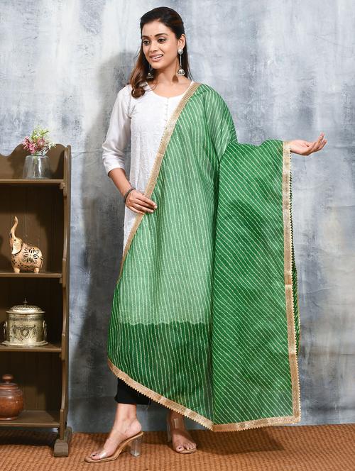 women green leheriya printed dupatta - 21965833 - Very Small Image - 1