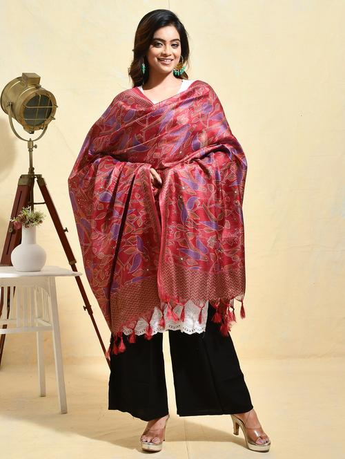 women kantha printed dupatta - 21965835 - Very Small Image - 1