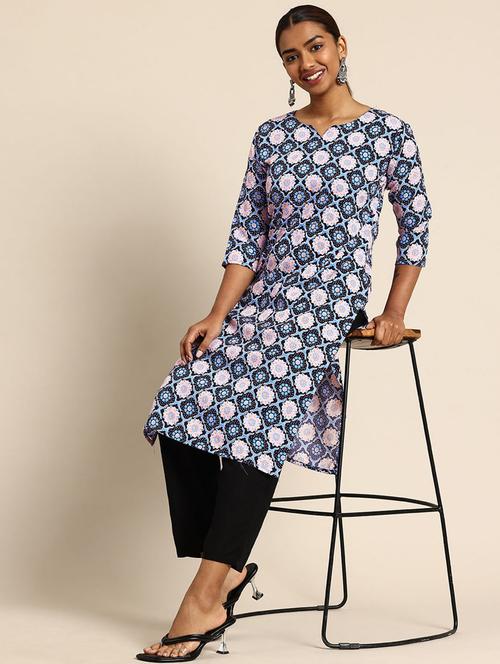 women printed three quarter sleeve straight kurta - 21965967 - Very Small Image - 1