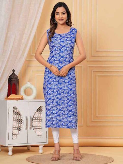 women printed sleeveless straight kurta - 21966650 - Very Small Image - 1