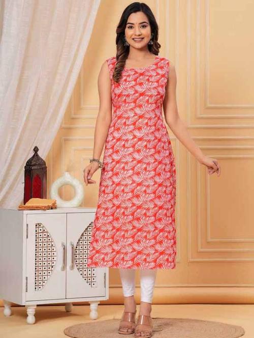 women printed sleeveless straight kurta - 21966651 - Very Small Image - 1