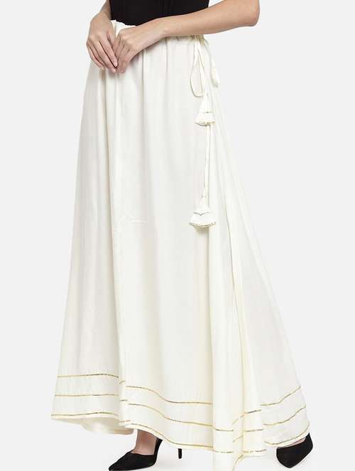 women gota patti mid rise flared maxi skirt - 21966886 - Very Small Image - 1