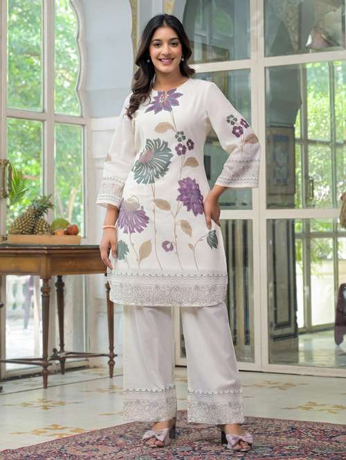 women floral long sleeve ethnic co-ord set - 21967374 - Very Small Image - 1
