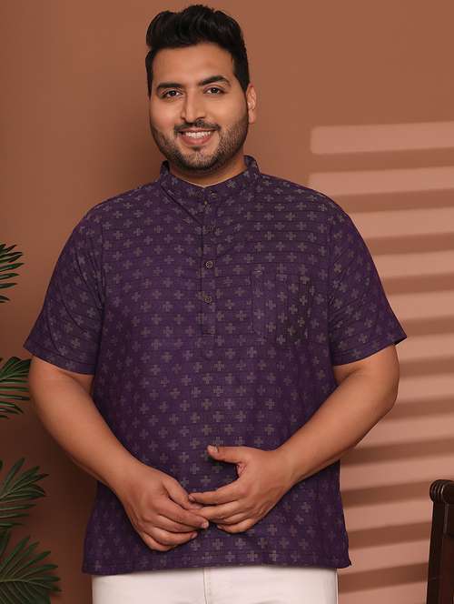 men self design mandarin neck short kurta - 21968161 - Very Small Image - 1