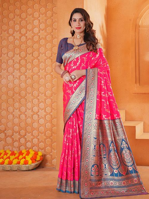 women self design banarasi saree with blouse - 21968651 - Very Small Image - 1