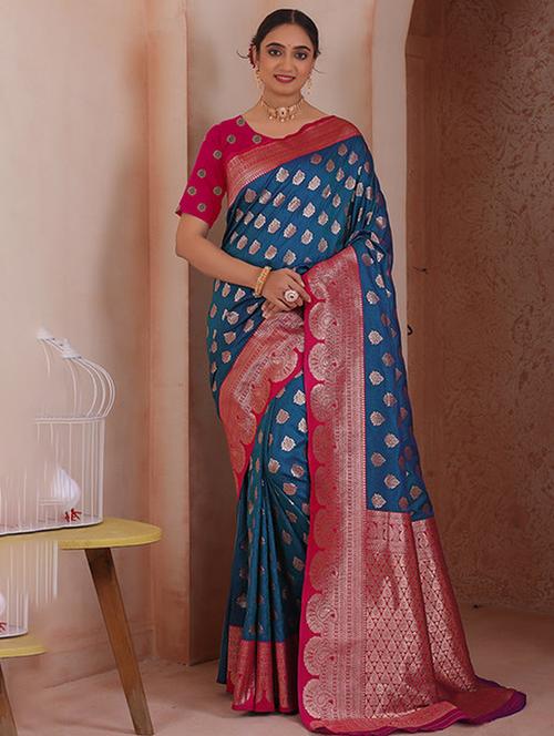 women self design banarasi saree with blouse - 21968756 - Very Small Image - 1