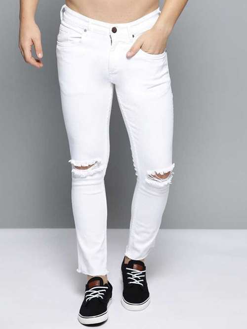 men solid slash knee mid rise slim fit jean - 21968961 - Very Small Image - 1