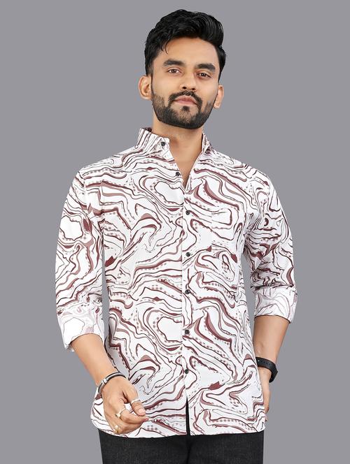 men printed long sleeve regular fit casual shirt - 21968987 - Very Small Image - 1