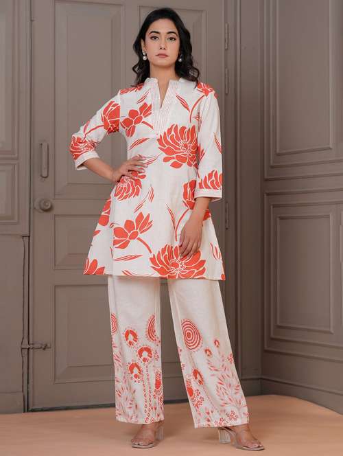 women three quarter sleeve ethnic co-ord set - 21969769 - Very Small Image - 1