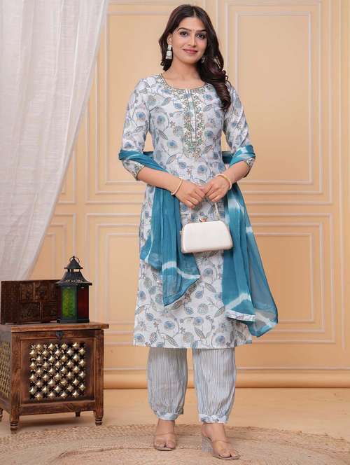 women three quarter sleeve kurta salwar with dupatta set - 21969985 - Very Small Image - 1
