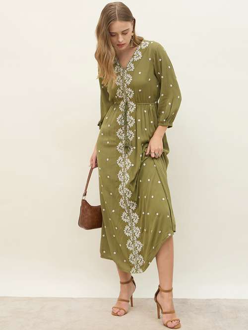 women embroidered long sleeve a-line dress - 21971130 - Very Small Image - 1