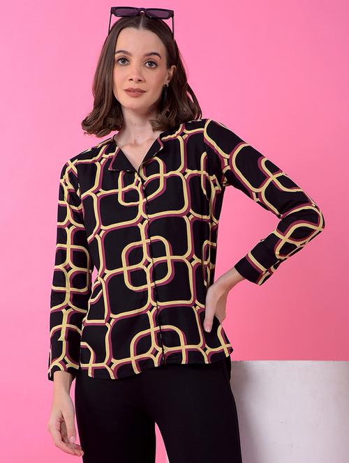 women geometric print long sleeve top - 21986025 - Very Small Image - 1