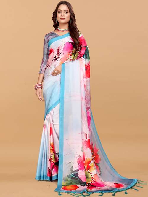 women floral printed saree with blouse - 21993922 - Very Small Image - 1